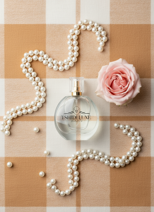 Tshidi Luxe Burelle with caramel plaid background